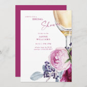 Invitation Fuchsia Fleurs Champagne Élégant Shower de Mariée  (Devant / Derrière)