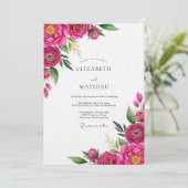 Invitation Fuchsia Fleurs Mariage Impressionniste (Debout devant)