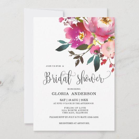 Invitation Fuchsia Floral (Devant)