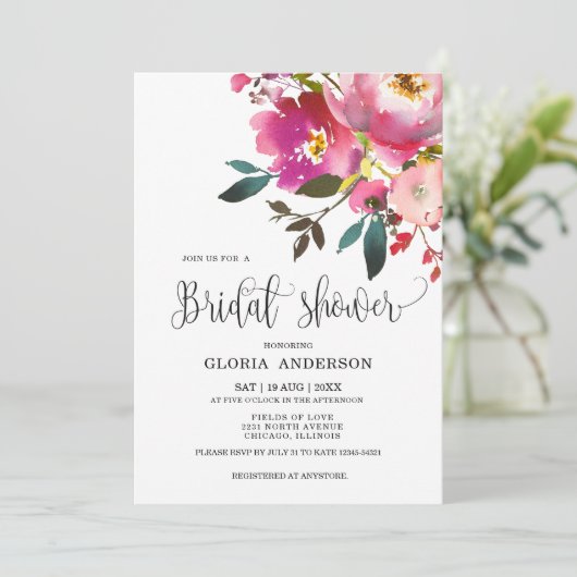 Invitation Fuchsia Floral (Debout devant)