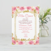 Invitation Fuchsia floral aquarelle Mexicaine Miss Quince   (Debout devant)