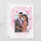 Invitation Fuchsia Floral Chinoiserie Mariage Enregistrer la  (Devant)