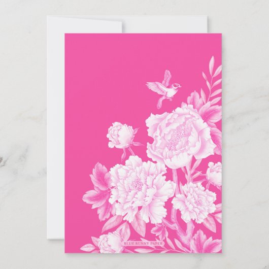 Invitation Fuchsia Floral Chinoiserie Mariage Enregistrer la  (Dos)