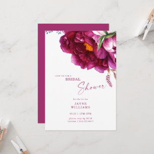 Invitation Fuchsia Floral Élégant Shower de Mariée