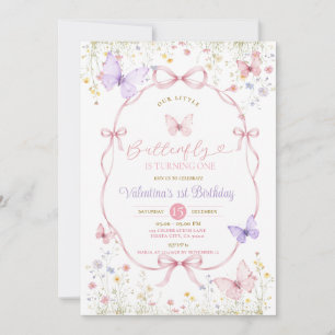 Invitation Fuchsia Floral Fleur Sauvage Papillon Anniversaire