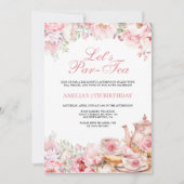 Invitation Fuchsia Floral Let's Par-Tea Anniversaire (Devant)
