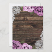 Invitation Fuchsia Floral Rose Rustique Bois & Mariage de den (Dos)