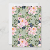 Invitation Fuchsia Floral Vert Menthe 65e Anniversaire (Dos)
