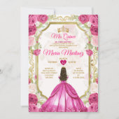 Invitation Fuchsia Florale rose Mexicaine Princesse Quiñceane (Devant)