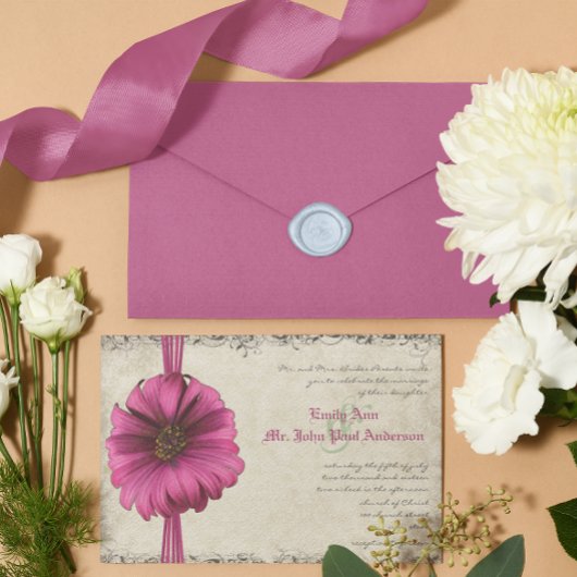 Invitation Fuchsia Gerber Daisy Wedding