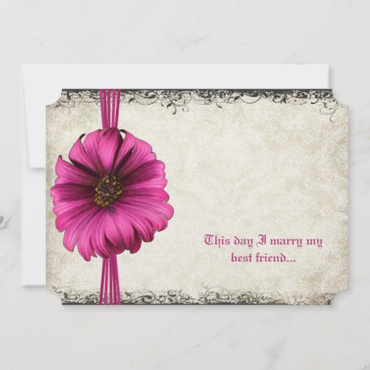 Invitation Fuchsia Gerber Daisy Wedding (Dos)