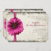 Invitation Fuchsia Gerber Daisy Wedding (Devant / Derrière)