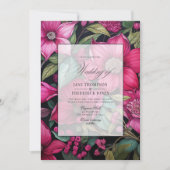 Invitation Fuchsia Glamour, Vert Émeraude & Floral Noir (Devant)