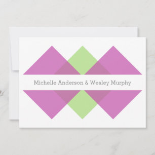 Invitation Fuchsia Green Geometry Triad Wedding