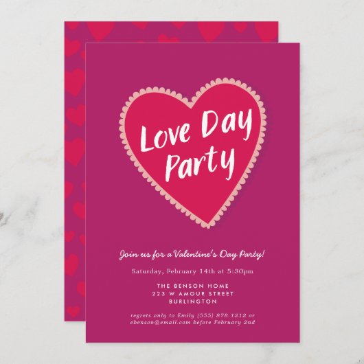 Invitation Fuchsia Heart Chocolate Box Valentines Fête