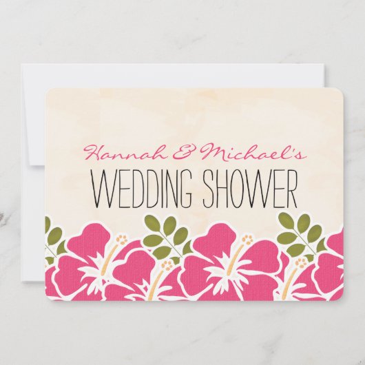 Invitation Fuchsia Hibiscus Douche à thème tropical (Dos)