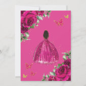 Invitation Fuchsia Hot rose Floral Brown Princesse Quinceañer (Dos)
