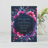 Invitation Fuchsia Indigo Nocturne Wedding (Debout devant)