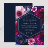Invitation Fuchsia Jewel-Tone Bloom Wedding (Devant / Derrière)