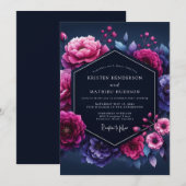 Invitation Fuchsia Luminous Nocturne Wedding (Devant / Derrière)