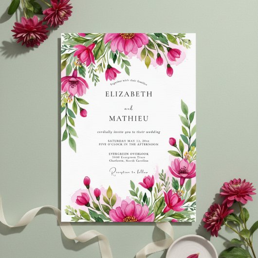 Invitation Fuchsia Lush Bloom Wedding