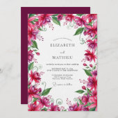 Invitation Fuchsia Lush Botanical Wedding (Devant / Derrière)