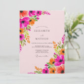 Invitation Fuchsia Lush Floral Whimsy Wedding (Debout devant)