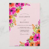 Invitation Fuchsia Lush Floral Whimsy Wedding (Devant)