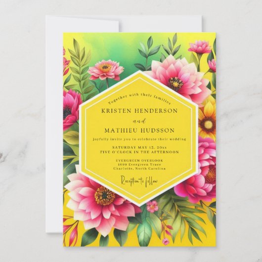 Invitation Fuchsia Lush Tropical Wedding (Devant)