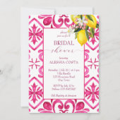 Invitation Fuchsia Majolica magenta tuiles citron nuptiale do (Devant)