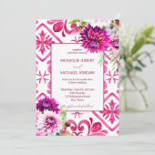 Invitation Fuchsia Majolica tuiles magenta dahlia tout en un (Debout devant)