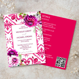 Invitation Fuchsia Majolica tuiles magenta dahlia tout en un