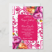 Invitation Fuchsia Majolica tuiles oranges pivoines tout en u (Devant)