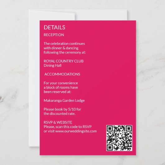 Invitation Fuchsia Majolica tuiles oranges pivoines tout en u (Dos)