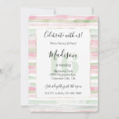 Invitation Fuchsia Menthe Blush Rayures 16e Anniversaire (Devant)