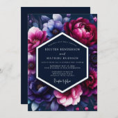 Invitation Fuchsia Midnight Flora Wedding (Devant / Derrière)