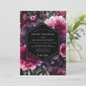 Invitation Fuchsia Moody Flora Wedding (Debout devant)