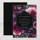 Invitation Fuchsia Moody Flora Wedding (Devant / Derrière)