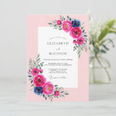 Invitation Fuchsia Navy Luminous Spring Wedding (Debout devant)