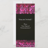 Invitation FUCHSIA NOIR SILK DAMASK MONOGRAM, Or (Dos)