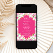 Invitation Fuchsia or rose floral modèle Mariage musulman
