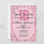 Invitation Fuchsia Parties scintillant rose Confetti Bordure  (Devant)