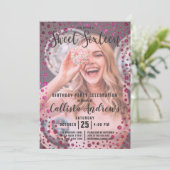 Invitation Fuchsia Parties scintillant rose Confetti Photo Sw (Debout devant)