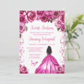 Invitation Fuchsia Peau noire princesse Sweet sixteen (Debout devant)