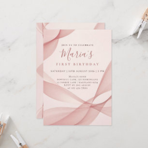 Invitation Fuchsia personnalisé vague abstraite Premier Anniv