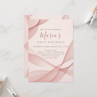 Invitation Fuchsia personnalisé vague abstraite Premier Anniv