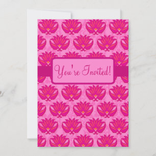 Invitation Fuchsia Pink Art Nouveau Damask Party