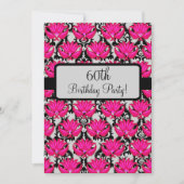 Invitation Fuchsia Pink Black Damask 60e anniversaire (Devant)