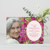 Invitation Fuchsia Pink Floral 75e anniversaire Photo (Debout devant)