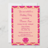 Invitation Fuchsia Pink Orange Damask 60e anniversaire (Dos)